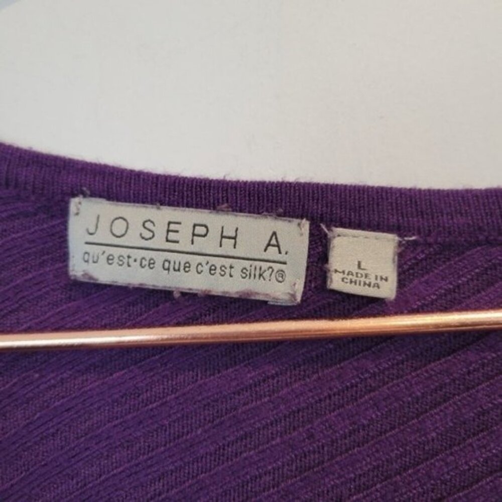 Joseph A | Short Sleeve Ribbed Round Neck Sweater Top Blouse Purple - Picture 3 of 5